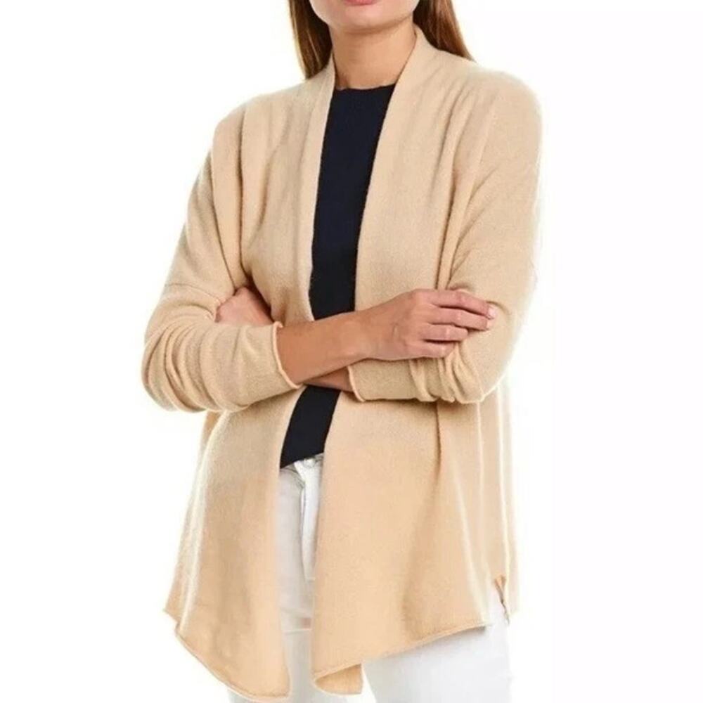 J. Crew Cashmere Long Sleeve Open Front Cardigan Sweater Heather Almond XXL